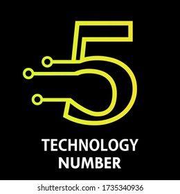 Design-Template-Abbildung mit dem Logo der Technologienummer. Technologie Nummer 5