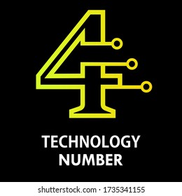 Technology number logo design template illustration. There are technology number 4