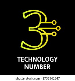 Technology number logo design template illustration. There are technology number 3
