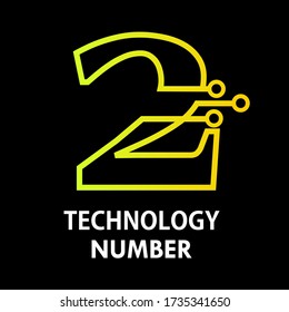 Technology number logo design template illustration. There are technology number 2