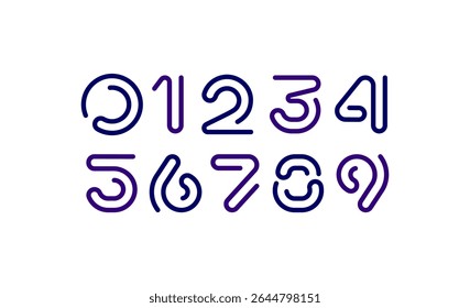 technology, number, numeral, logo, techno, robot, industrial, anniversary, science, future, digital, segment, line, cyber, space, gap, cut, tech, game, rounded, minimal, decorative, outline, innovate,