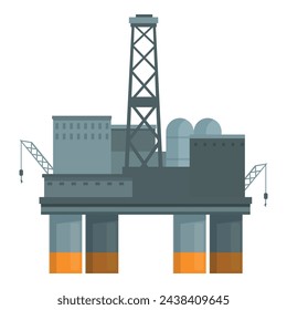 Technology oil platform icon cartoon vector. Barrel tank. Fuel plant digital