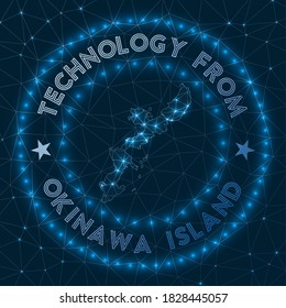 Technology From Okinawa Island. Futuristic geometric badge of the island. Technological concept. Round Okinawa logo. Vector illustration.