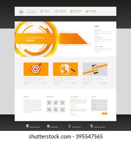 Technology Orange Colored Website Template Vector Eps10, Modern Web Design with flat UI elements and abstract header. Ideal for Business layout. 
