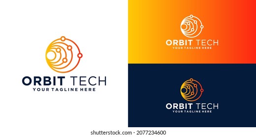 technology orbit logo design, technology globe, sphere, star