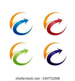 Technology orbit web rings logo design. Vector circle ring logo design