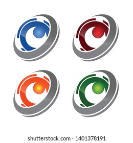Technology orbit web rings logo design. Vector circle ring logo design
