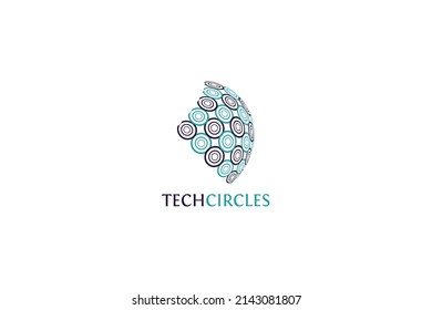 Technology orbits web rings logo design. Abstract circle logo template.