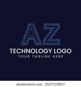 Technology Outline Font - Letter with Dots and Lines