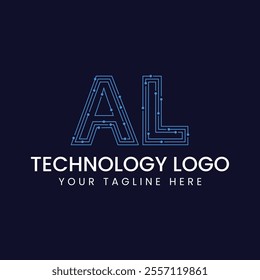 Technology Outline Font - Letter with Dots and Lines