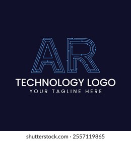 Technology Outline Font - Letter with Dots and Lines