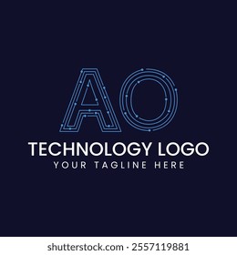 Technology Outline Font - Letter with Dots and Lines