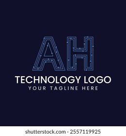 Technology Outline Font - Letter with Dots and Lines