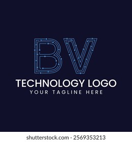 Technology Outline Font - Letter with Dots and Lines