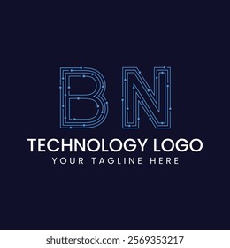 Technology Outline Font - Letter with Dots and Lines