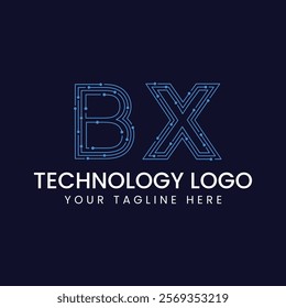 Technology Outline Font - Letter with Dots and Lines