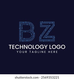 Technology Outline Font - Letter with Dots and Lines