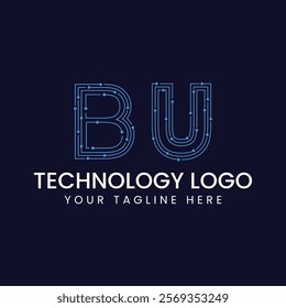 Technology Outline Font - Letter with Dots and Lines