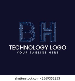 Technology Outline Font - Letter with Dots and Lines