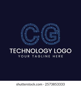 Technology Outline Font - Letter with Dots and Lines