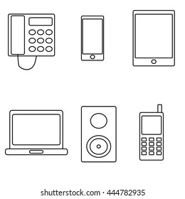 Technology outline icon set