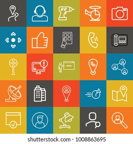 Technology outline vector icon set on colorful background