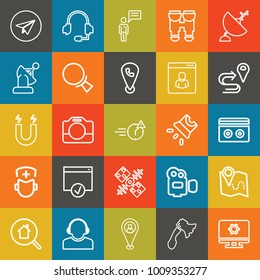 Technology outline vector icon set on colorful background