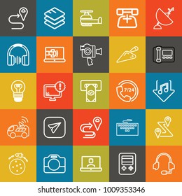 Technology outline vector icon set on colorful background