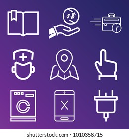 Technology outline vector icon set on gradient background