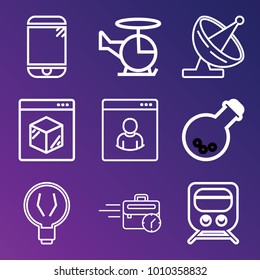 Technology outline vector icon set on gradient background