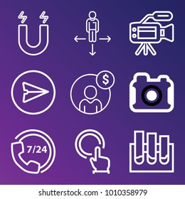 Technology outline vector icon set on gradient background