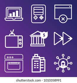 Technology outline vector icon set on gradient background