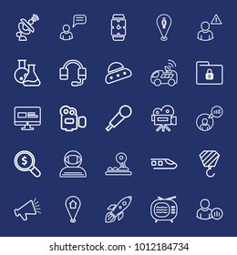 Technology outline vector icon set on navy background