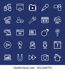 Technology outline vector icon set on navy background