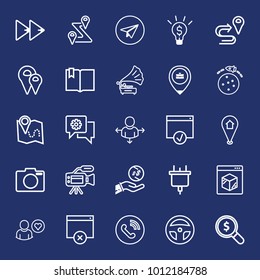 Technology outline vector icon set on navy background