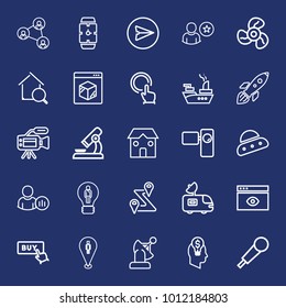 Technology outline vector icon set on navy background