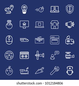 Technology outline vector icon set on navy background