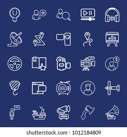 Technology outline vector icon set on navy background