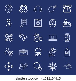 Technology outline vector icon set on navy background
