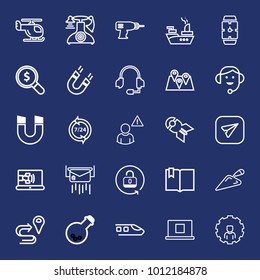 Technology outline vector icon set on navy background