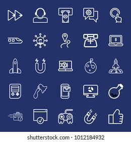 Technology outline vector icon set on navy background