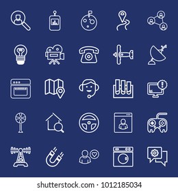 Technology outline vector icon set on navy background