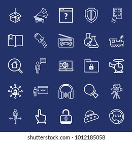 Technology outline vector icon set on navy background