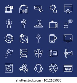 Technology outline vector icon set on navy background