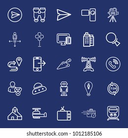 Technology outline vector icon set on navy background