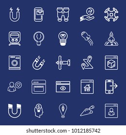 Technology outline vector icon set on navy background