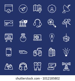 Technology outline vector icon set on navy background