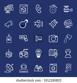 Technology outline vector icon set on navy background