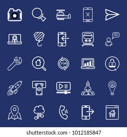 Technology outline vector icon set on navy background