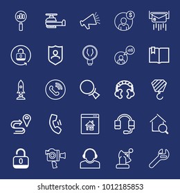 Technology outline vector icon set on navy background